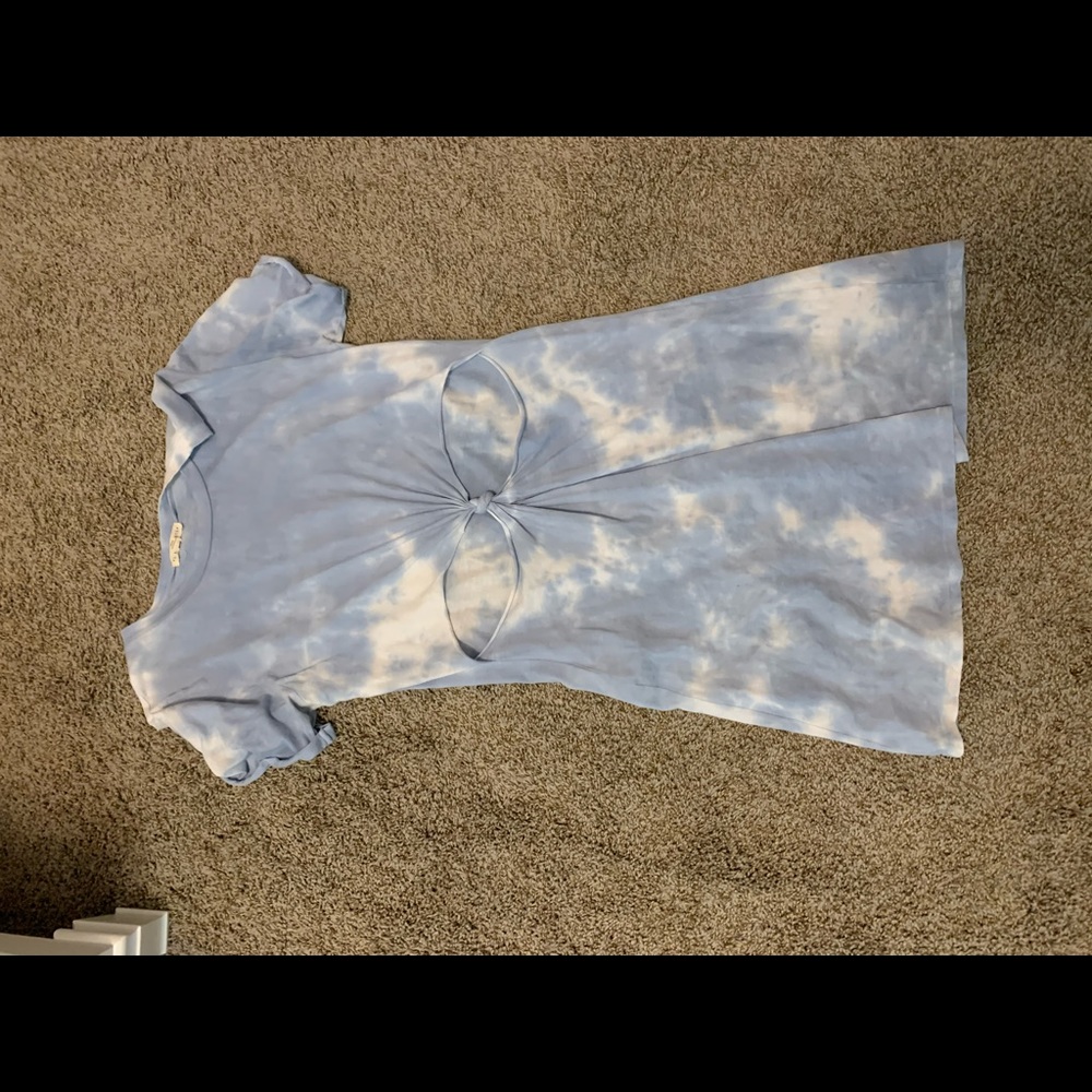 Blue and white tie dye cut out dress